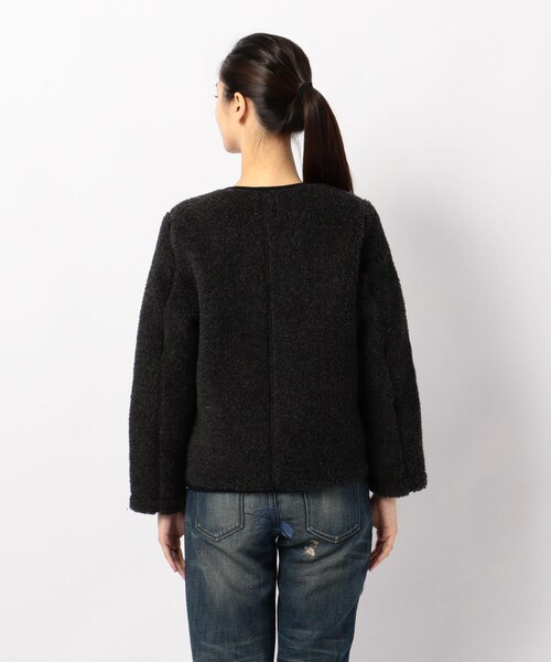 COLD BREAKER（コールドブレーカー）の「ノーカラーボアブルゾン/COLD BREAKER(コールド ブレーカー)（ジャケット/アウター・BLACK/MOCCA/CREAM・3XS）」の4枚目の写真