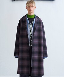 LAD MUSICIAN 17AW オーバーサイズ チェック柄チェスターコート LAD MUSICIAN（ラッドミュージシャン）の「オフショルダーチェスター
