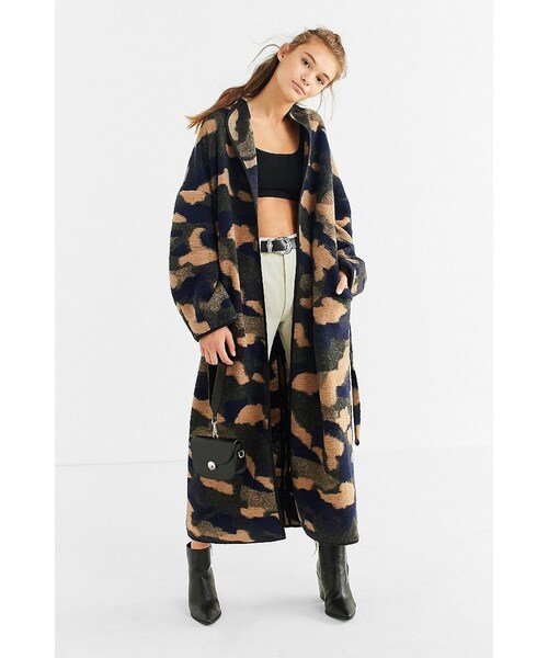 camouflage wool coat