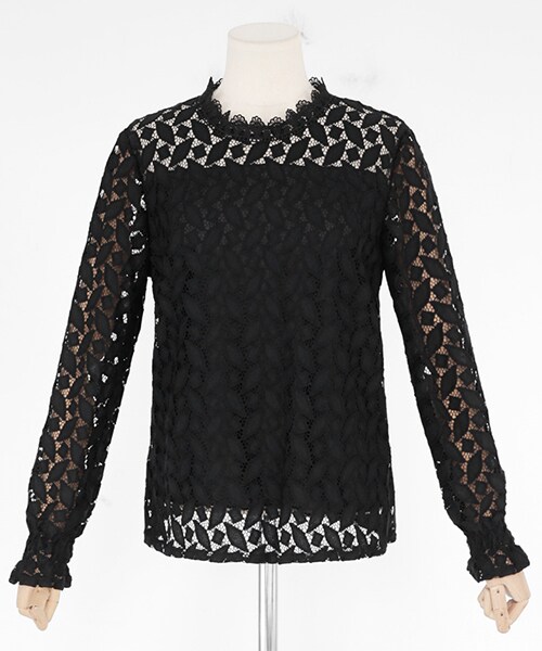 DHOLIC(ディーホリック)の「リーフパターンレースブラウス(シャツ/ブラウス・レディース・ホワイト/ブラック・FREE)」の2枚目の写真