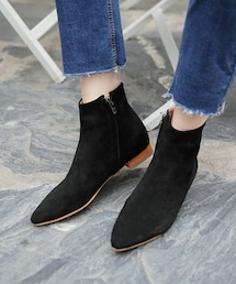 DHOLIC | ポインテッドトゥカウレザーアンクルブーツ(ブーツ)