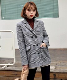 DHOLIC | グレンチェックダブルボタンジャケット(その他アウター)