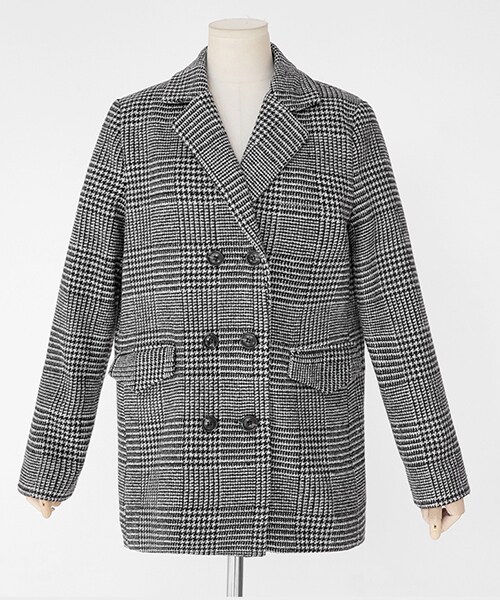 DHOLIC（ディーホリック）の「グレンチェックダブルボタンジャケット（その他アウター・レディース・グレー/ブラック・FREE）」の2枚目の写真