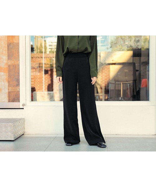 HOTPING（ホッピン）の「ハイウエストロングワイドパンツ（その他パンツ・レディース・ベージュ/ブラック/ネイビー・S/M/L/XL/XXL/XXXL）」の2枚目の写真