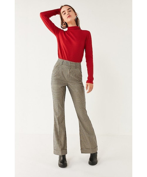 checkered flared trousers