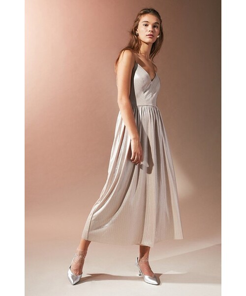 metallic wide leg jumpsuit