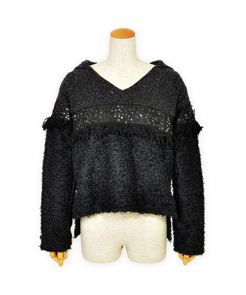 flower（フラワー）の「snowing top ～ｽﾉｰｲﾝｸﾞﾄｯﾌﾟ（Tシャツ/カットソー・レディース・white/black・FREE）」の2枚目の写真