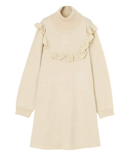 merry jenny（メリージェニー）の「スクエアフリルニットワンピース（ワンピース/ドレス・レディース・アイボリー/ブラック/パープル・F）」の2枚目の写真