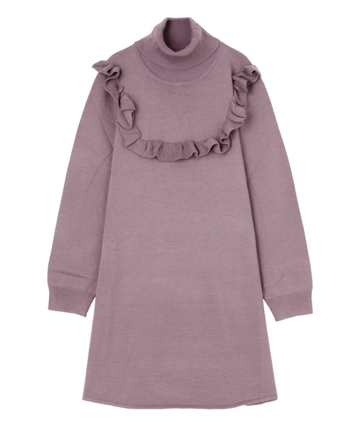 merry jenny（メリージェニー）の「スクエアフリルニットワンピース（ワンピース/ドレス・レディース・アイボリー/ブラック/パープル・F）」の3枚目の写真