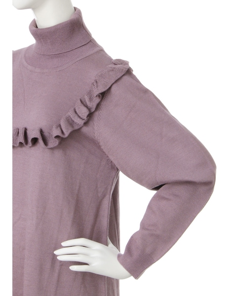 merry jenny（メリージェニー）の「スクエアフリルニットワンピース（ワンピース/ドレス・レディース・アイボリー/ブラック/パープル・F）」の8枚目の写真