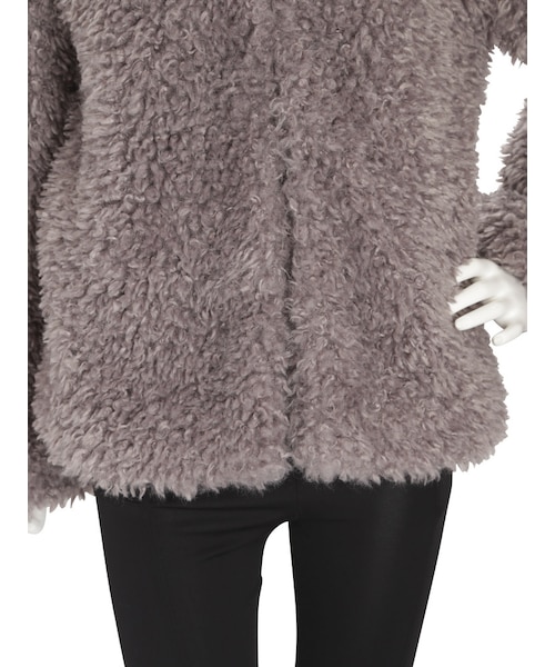 merry jenny（メリージェニー）の「ノーカラーエコファーコート（ジャケット/アウター・レディース・ブラック/ピンク/ラベンダー）」の13枚目の写真