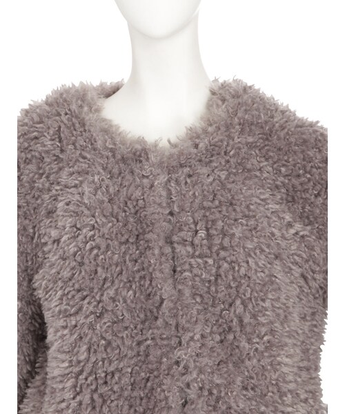 merry jenny（メリージェニー）の「ノーカラーエコファーコート（ジャケット/アウター・レディース・ブラック/ピンク/ラベンダー）」の12枚目の写真