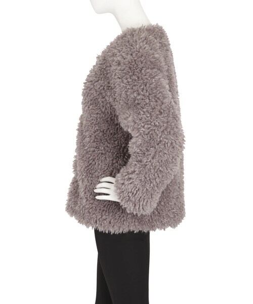 merry jenny（メリージェニー）の「ノーカラーエコファーコート（ジャケット/アウター・レディース・ブラック/ピンク/ラベンダー）」の10枚目の写真