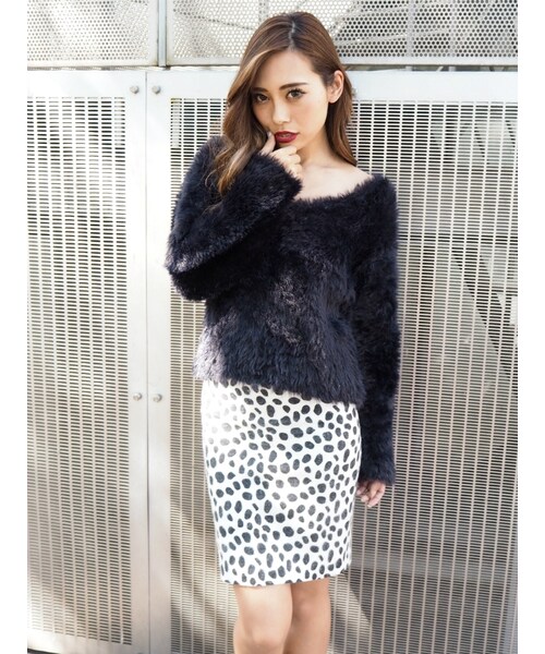 RESEXXY（リゼクシー）の「ダルメシアン柄スカート（スカート・レディース・ホワイト/グレー・F）」の3枚目の写真