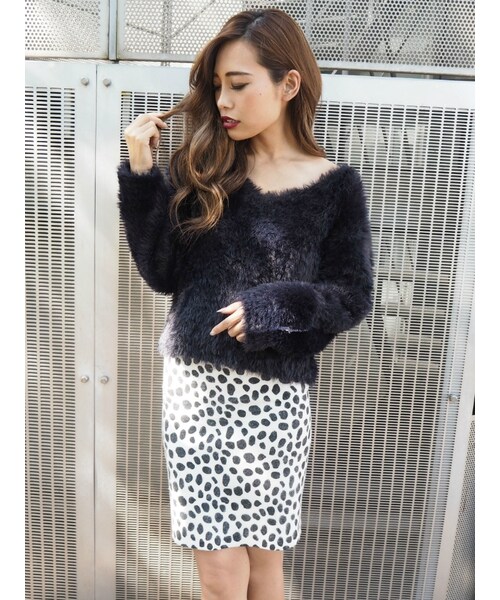 RESEXXY（リゼクシー）の「ダルメシアン柄スカート（スカート・レディース・ホワイト/グレー・F）」の5枚目の写真