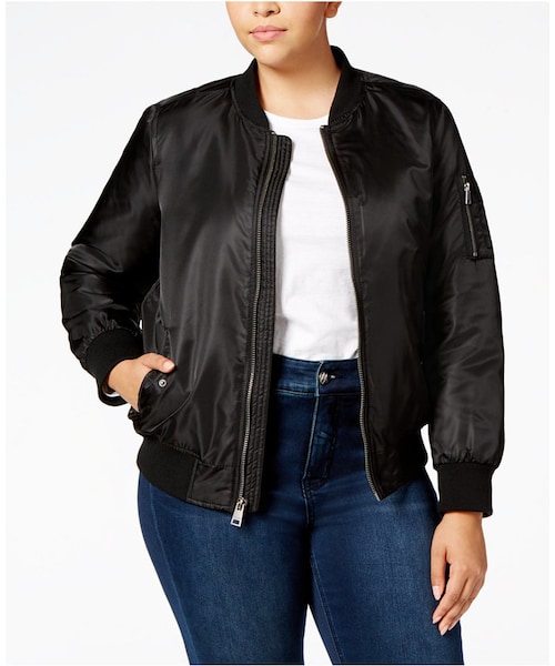 plus size satin bomber jacket