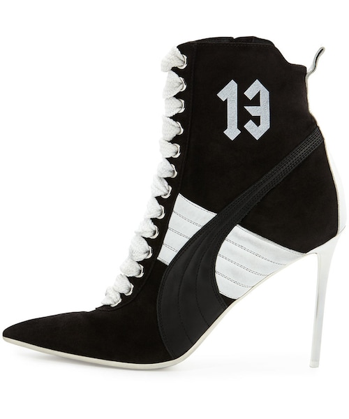 FENTY PUMA by Rihanna（フェンティプーマバイリアーナ）の「Fenty Puma by Rihanna Suede 105mm Sneaker Bootie, Black/White（ブーツ・レディース・Black・7.5B / 37.5EU）」の4枚目の写真