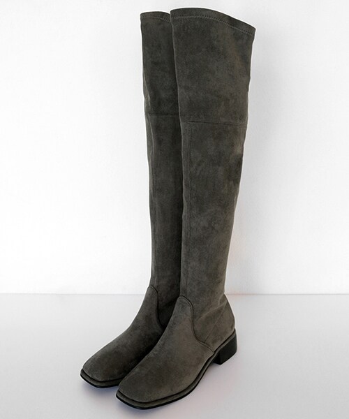 DHOLIC（ディーホリック）の「2TYPEローヒールスクエアトゥロングブーツ（ブーツ・レディース・ブラック/その他/グレー/ブルー/レッド/ベージュ/ブラウン・225/230/235/240/245/250）」の2枚目の写真