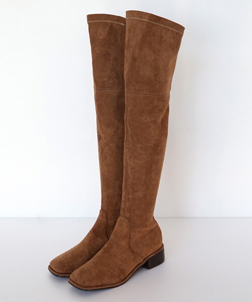 DHOLIC（ディーホリック）の「2TYPEローヒールスクエアトゥロングブーツ（ブーツ・レディース・ブラック/その他/グレー/ブルー/レッド/ベージュ/ブラウン・225/230/235/240/245/250）」の3枚目の写真