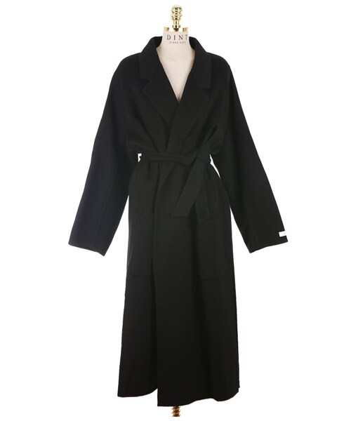 DINT(ディント)の「ロショルカラーロングコート(ベルトset)(チェスターコート・レディース・Black/Grey/Beige/Pink/Green・one(44~66size))」の1枚目の写真