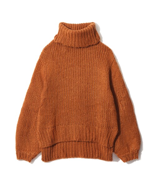 GRL（グレイル）の「ボリュームスリーブタートルニットトップス（ニット/セーター・レディース・ベージュ/キャメル/ブラック/ブラックミックス/ピンク・F）」の4枚目の写真