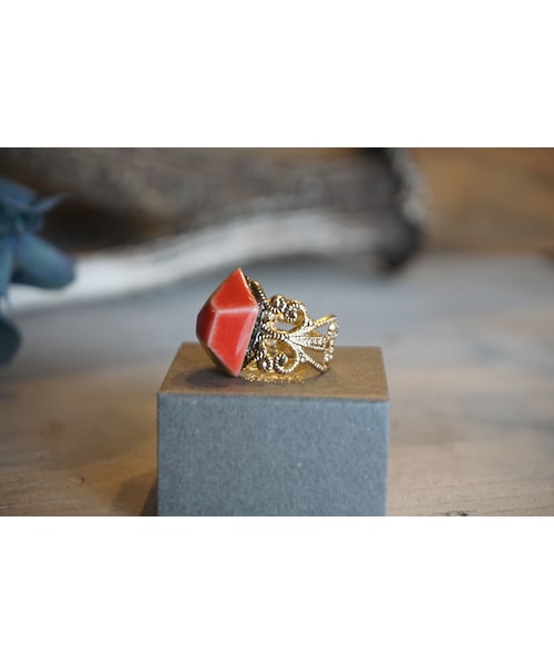 chasochimi 陶器ピアス chasochimi ハート型ピアス チューリップ柄