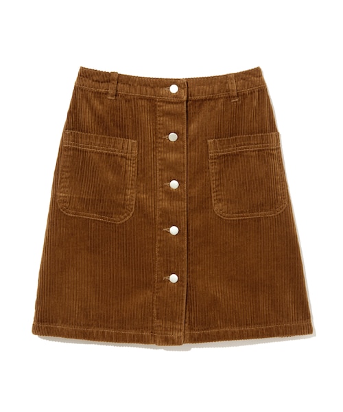 GRL（グレイル）の「コーデュロイ前釦台形スカート（スカート・レディース・マスタード/ピンク/グリーン/ボルドー/キャメル・M）」の2枚目の写真