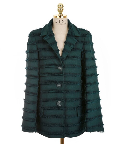 DINT（ディント）の「ポインタラインフリンジジャケット（テーラードジャケット・レディース・Yellow/Green・one(44~66size)）」の2枚目の写真