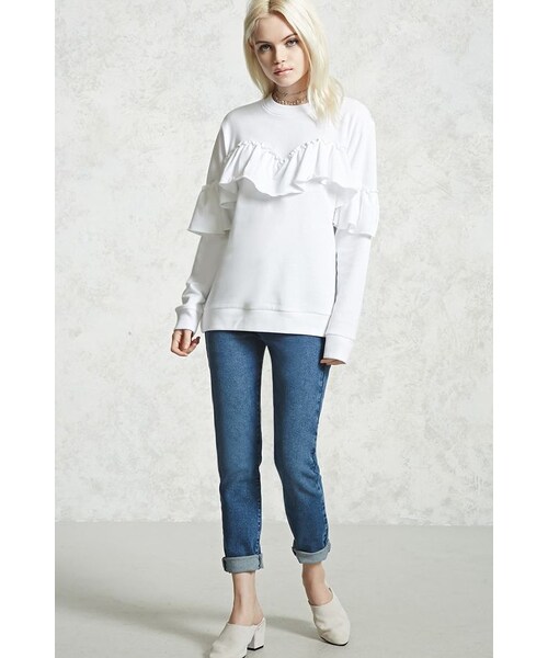 FOREVER 21(フォーエバー トゥエンティーワン)の「FOREVER 21 Flounce Layer Sweatshirt(スウェット・レディース・White・Small/Medium/Large)」の3枚目の写真