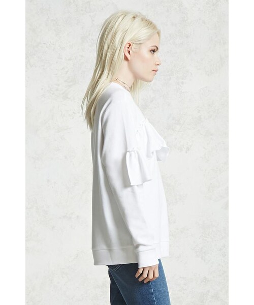FOREVER 21(フォーエバー トゥエンティーワン)の「FOREVER 21 Flounce Layer Sweatshirt(スウェット・レディース・White・Small/Medium/Large)」の4枚目の写真