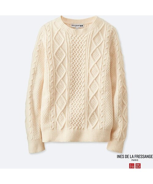 UNIQLO（ユニクロ）の「UNIQLO Women's Idlf Cable Crewneck Sweater（ニット/セーター・レディース・Off White/Wine/Blue・XS/S/M/L/XL）」の3枚目の写真