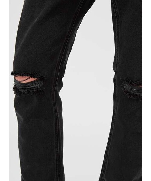 TOPMAN（トップマン）の「Black Slim Ripped Jeans（デニムパンツ・メンズ・Black・30S/30R/38R/30L/32L/34L/36L）」の3枚目の写真
