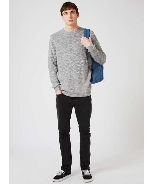TOPMAN（トップマン）の「Black Slim Ripped Jeans（デニムパンツ・メンズ・Black・30S/30R/38R/30L/32L/34L/36L）」の2枚目の写真