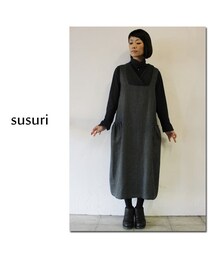 susuri | susuri ススリ　クロスワンピース　♯チャコール【送料無料】(ワンピース)