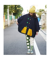 NIRAME.CO | スポンジぽんちょ　～ネイビー×イエロー～(ポンチョ)