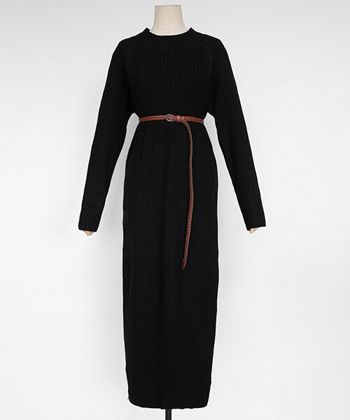 DHOLIC（ディーホリック）の「ベルトSETラグランリブニットワンピース（ワンピース・レディース・ブラウン/ブラック・FREE）」の2枚目の写真