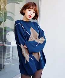 DHOLIC | オーバーサイズアーガイルニットプルオーバー(ニット/セーター)