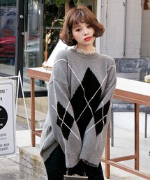 Paprika アーガイルニットセーター 未使用 SALE】深Vネックアーガイルセーター【60th Anniversary Collection