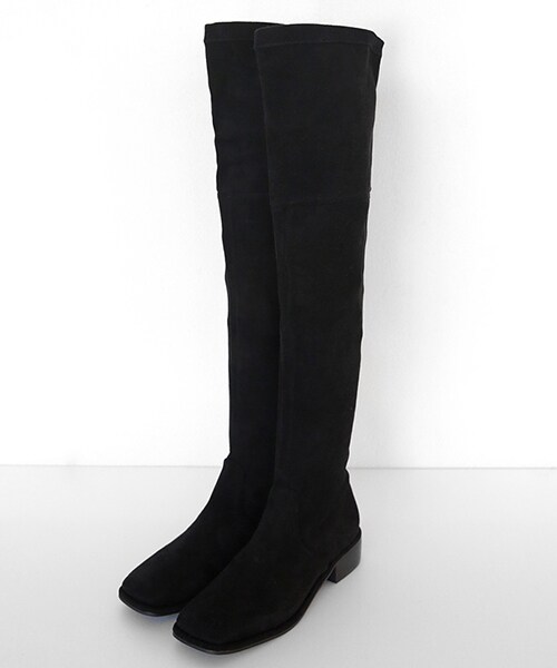 DHOLIC（ディーホリック）の「2TYPEスクエアトゥローヒールロングブーツ（ブーツ・レディース・その他/ブラック/グリーン/ブルー/レッド/ベージュ/ピンク/ブラウン・225/230/235/240/245/250）」の2枚目の写真