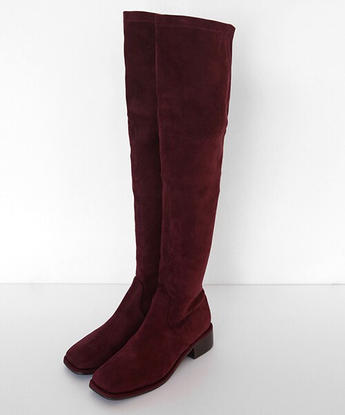 DHOLIC（ディーホリック）の「2TYPEスクエアトゥローヒールロングブーツ（ブーツ・レディース・その他/ブラック/グリーン/ブルー/レッド/ベージュ/ピンク/ブラウン・225/230/235/240/245/250）」の8枚目の写真