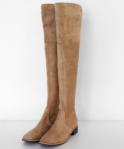 DHOLIC（ディーホリック）の「2TYPEスクエアトゥローヒールロングブーツ（ブーツ・レディース・その他/ブラック/グリーン/ブルー/レッド/ベージュ/ピンク/ブラウン・225/230/235/240/245/250）」の4枚目の写真