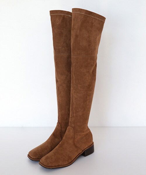 DHOLIC（ディーホリック）の「2TYPEスクエアトゥローヒールロングブーツ（ブーツ・レディース・その他/ブラック/グリーン/ブルー/レッド/ベージュ/ピンク/ブラウン・225/230/235/240/245/250）」の3枚目の写真