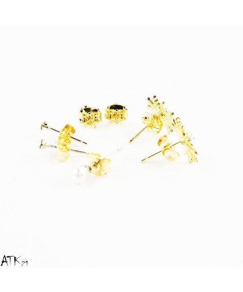 no brand（ノーブランド）の「(7個セット）雪の結晶 パール 一粒ストーン シルバー ゴールド セットピアス  スタッドピアス レディース アクセサリー：PSS170806（ピアス（両耳用）・レディース・その他）」の11枚目の写真