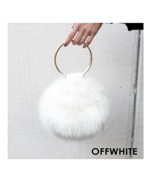 Sheson（シーズン）の「Sheson(シーズン)リングハンドル　ファーバッグ ショルダーチェーン付き（ショルダーバッグ・レディース・グレー/ホワイト/ブラック・FREE）」の2枚目の写真