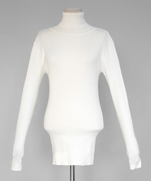 DHOLIC(ディーホリック)の「タートルネックスリムニットプルオーバー(ニット/セーター・レディース・その他/ホワイト/ブラック/ベージュ/レッド/グレー・FREE)」の2枚目の写真