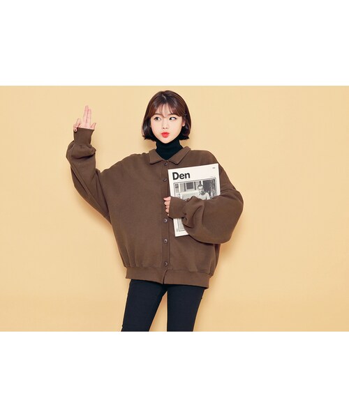 HOTPING（ホッピン）の「バルーンスリーブルーズカラーカーディガン（カーディガン/ボレロ・レディース・グレー/クリーム/ブラック/ブラウン・フリーサイズ(XS-XXL)）」の4枚目の写真