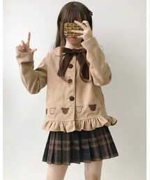 -- | くまさん 裾フリル ビッグリボンコート(ダッフルコート)