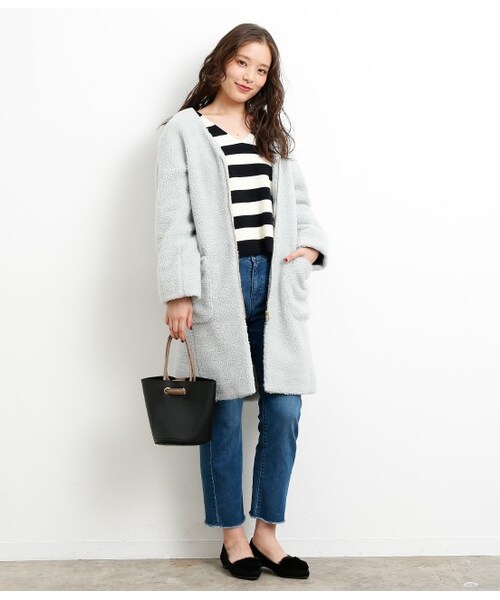 ROPE' PICNIC（ロペピクニック）の「フロントジップボアコート（ジャケット/アウター・グレー/キナリ/ダークブラウン・36/38）」の12枚目の写真