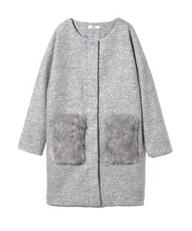 GRL | ノーカラーポケットファーコート(その他アウター)