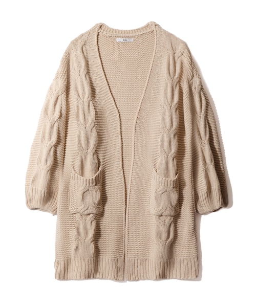 GRL（グレイル）の「ケーブル編みロングニットカーディガン（カーディガン/ボレロ・レディース・キャメル/ベージュ/グレー/ブラック・F）」の4枚目の写真